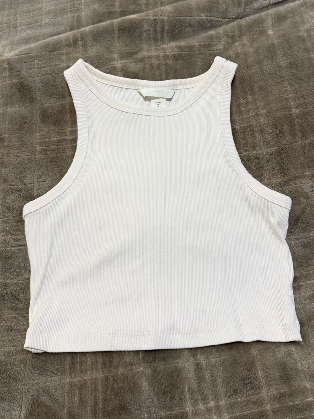 H&M White Ribbed Tank Crop Top